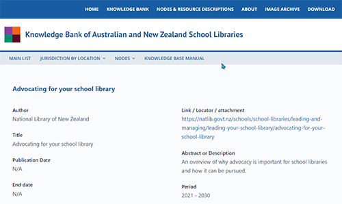 Screenshot of the KBANZSL, highlighting the Full records view